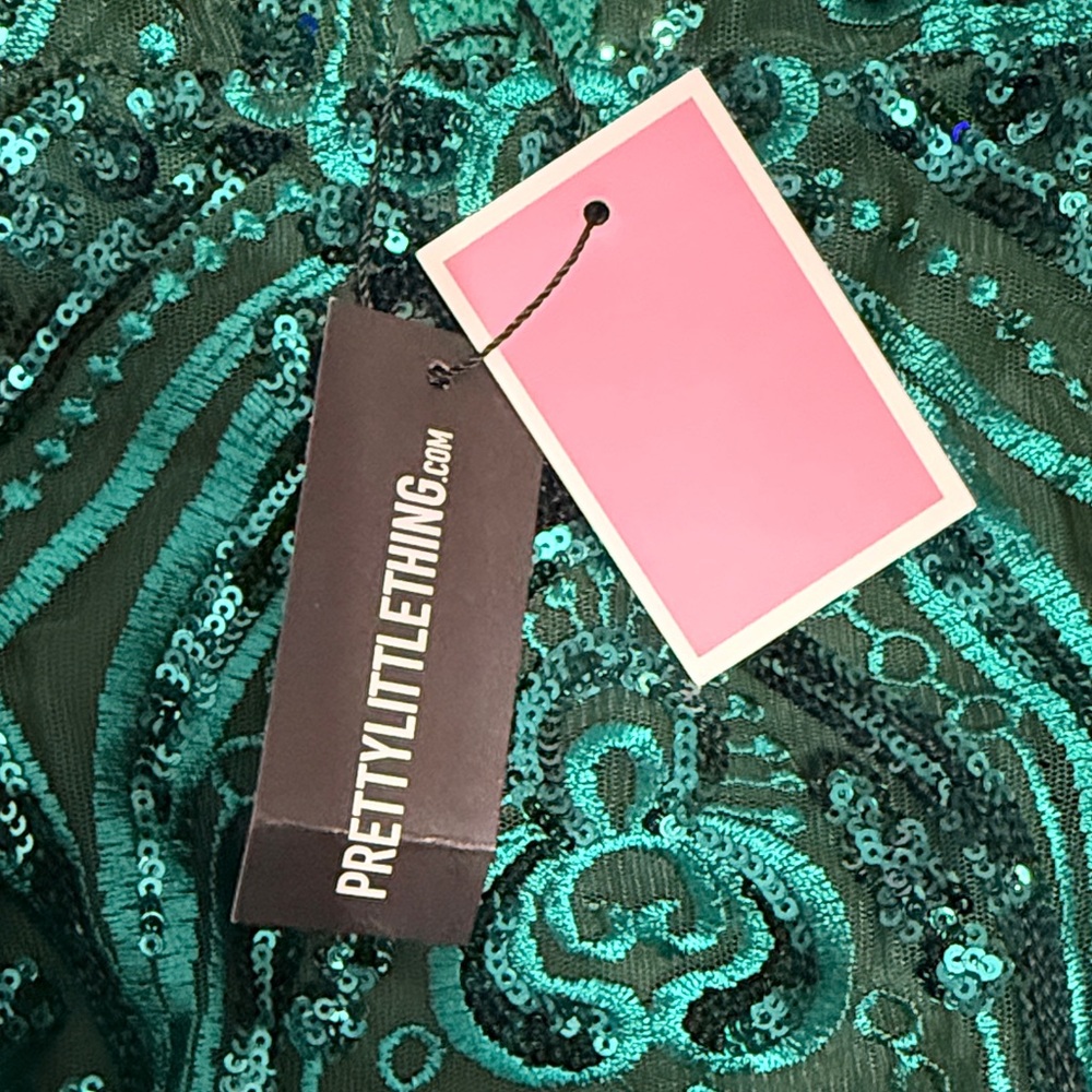PrettyLittleThing Teal Sequin Dress - Picture 2 of 6